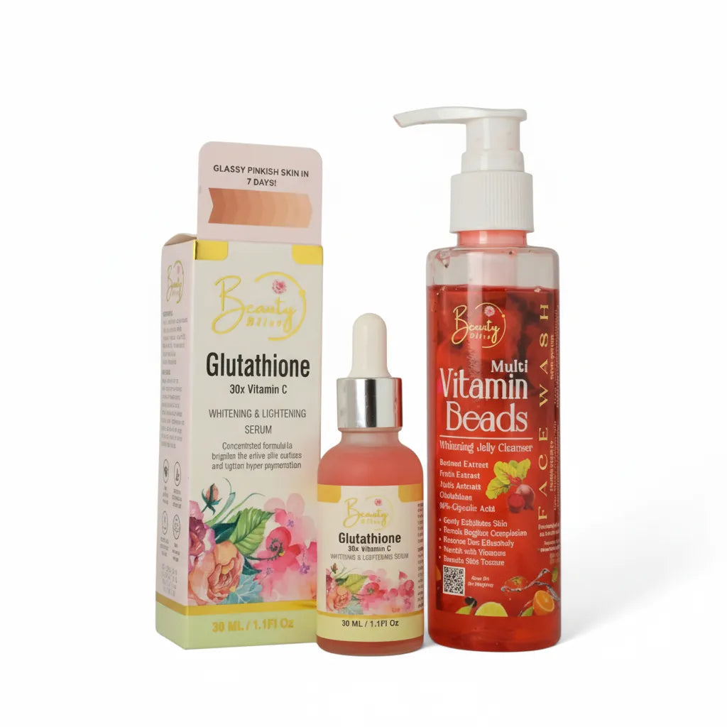 Glutathione Serum + Vitamin Beads Jelly Cleanser Face Wash Combo Deal