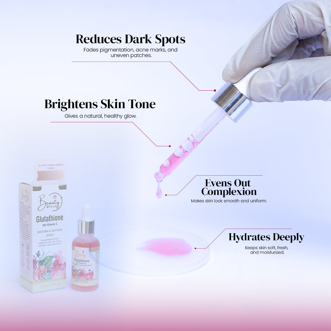 GLUTATHIONE + 30X VITAMIN C WHITENING SERUM +  FREE GLUTATHIONE WHITENING SOAP