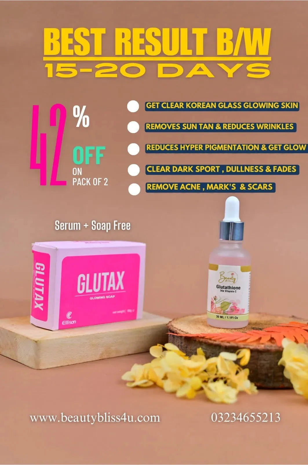 Glutathione Serum + Glutax Soap You Need BEAUTY BLISS 