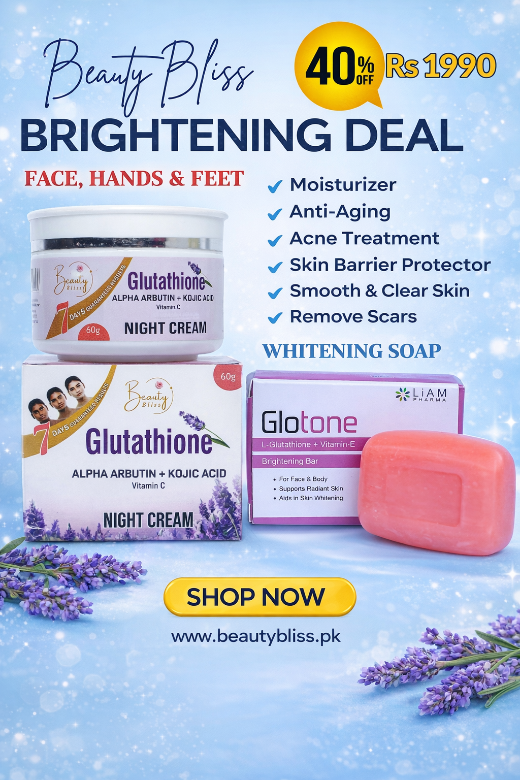 Glutathione Night Cream & Glutathione Soap Deal